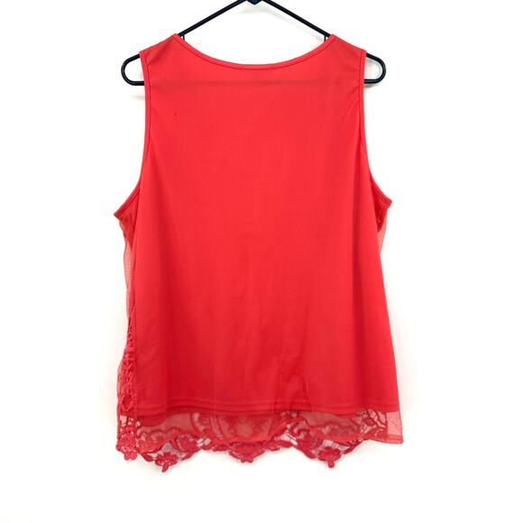 Artisan NY Size XL‎ Blouse Red Sleeveless Tank Lace Overlay Work Formal Business - Picture 2 of 5
